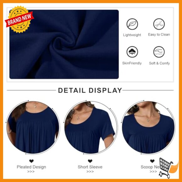 Soft Stretch Rayon Tunic Top Loose Fit Scoop Neck Summer Casual Wear - Picture 5 of 7